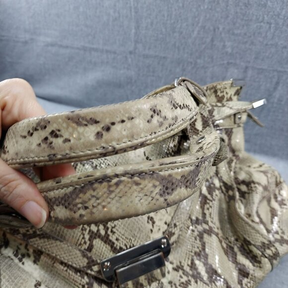 Kooba Python Print  Leather Tote Handbag With Dual Handles & Metal Accents New - Picture 6 of 9